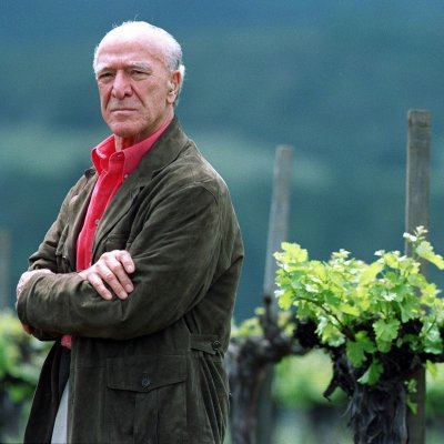 Robert Mondavi in the vineyard